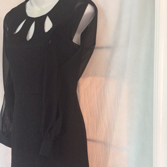 💕💕Host Pick💕💕NWOTBlack dress with long sleeves with side slits - Picture 5 of 6